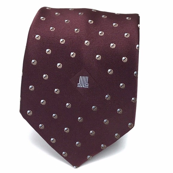 Lanvin Other - Lanvin Men's Vintage Tie Burgundy Maroon Logo Circles Geometric Men's Necktie
